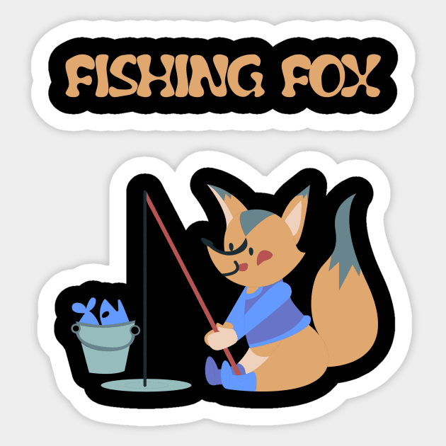 The fishing fox Sticker by Imutobi